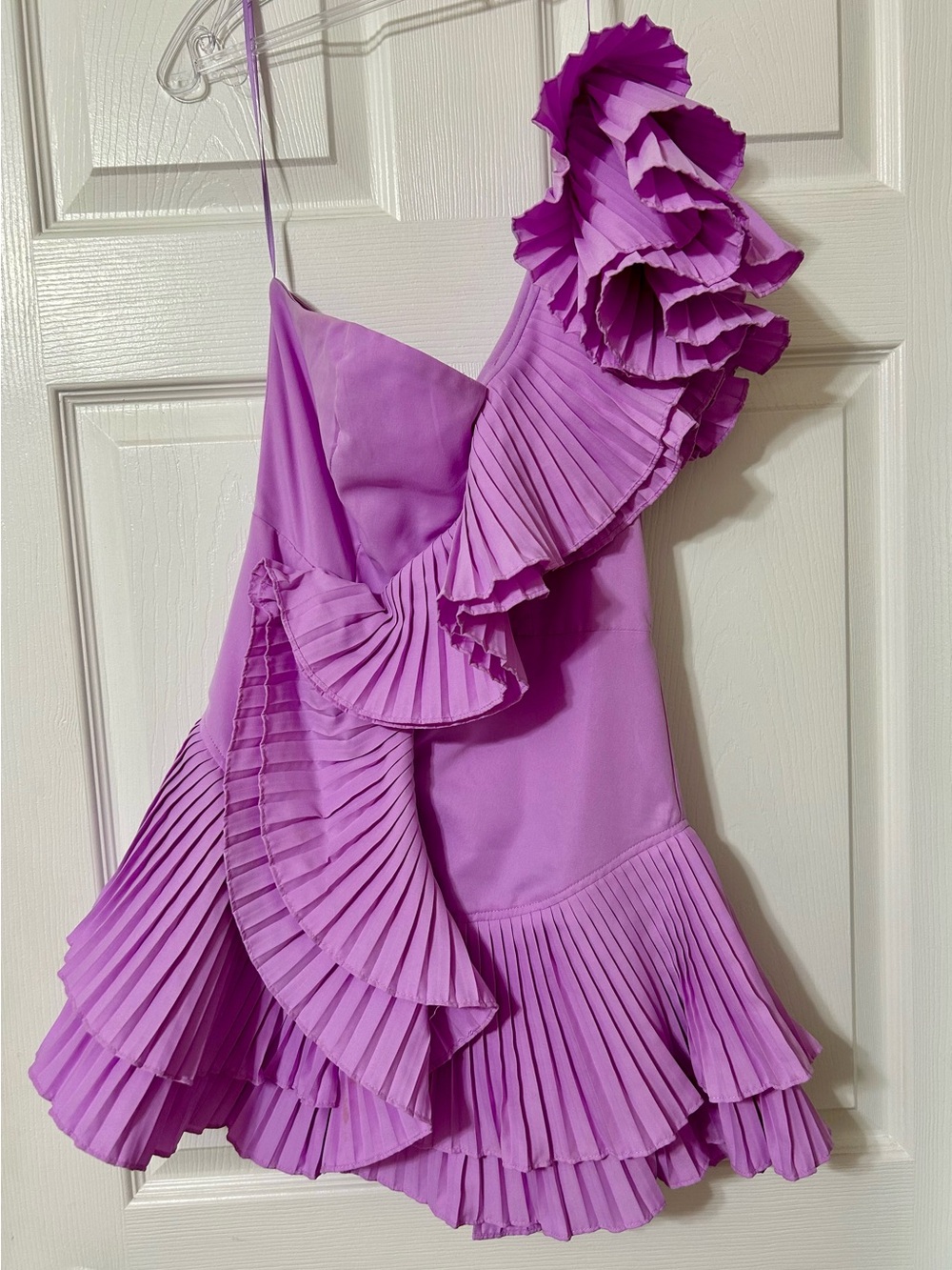 DO+BE Lavender/Orchid One-Shoulder Pleated Mini Dress